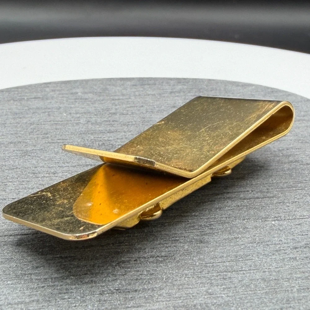 Gold Tone Classic Car Money Clip Raised Automobile Motif Collectible Mens Gift